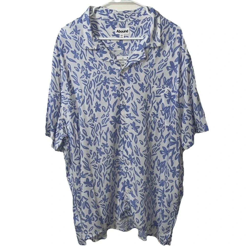 Nordstrom Brand Mens Shirt XXXL 3XL Sketched Floral Vacation Beach Artsy Boat